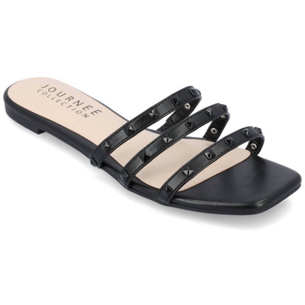 Journee Collection Women Camarie Slip On
Slide Multi Strap Sandals Black 7.5